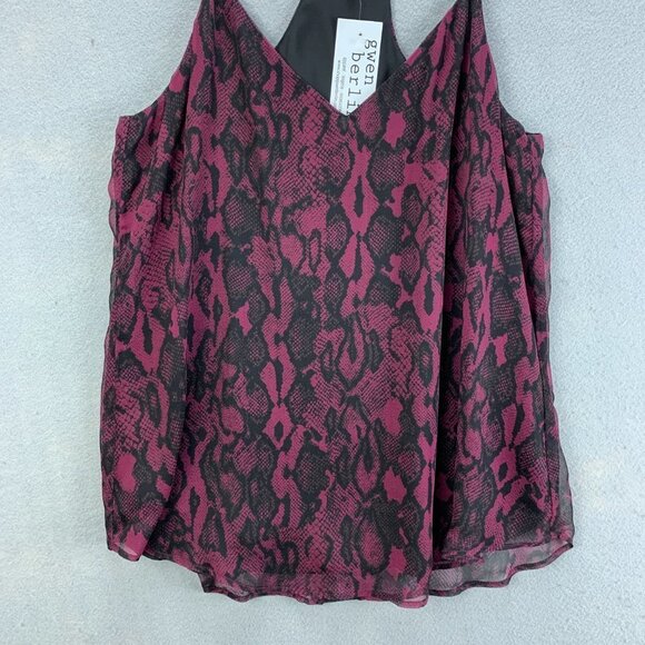 Lavender Brown Blouse Womens Small Silk Sleeveless Purple Black Animal Print - Picture 2 of 11